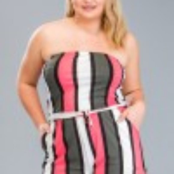 Plus size striped romper - Picture 2 of 2